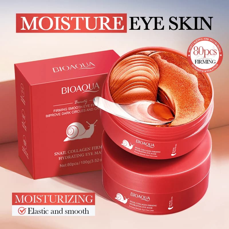 80 pz BIOAQUA Lumaca Cristallo Collagene Maschera per gli occhi Anti Cerchi scuri Occhi Borse Anti-Rughe Idratante Anti-età Benne per gli occhi