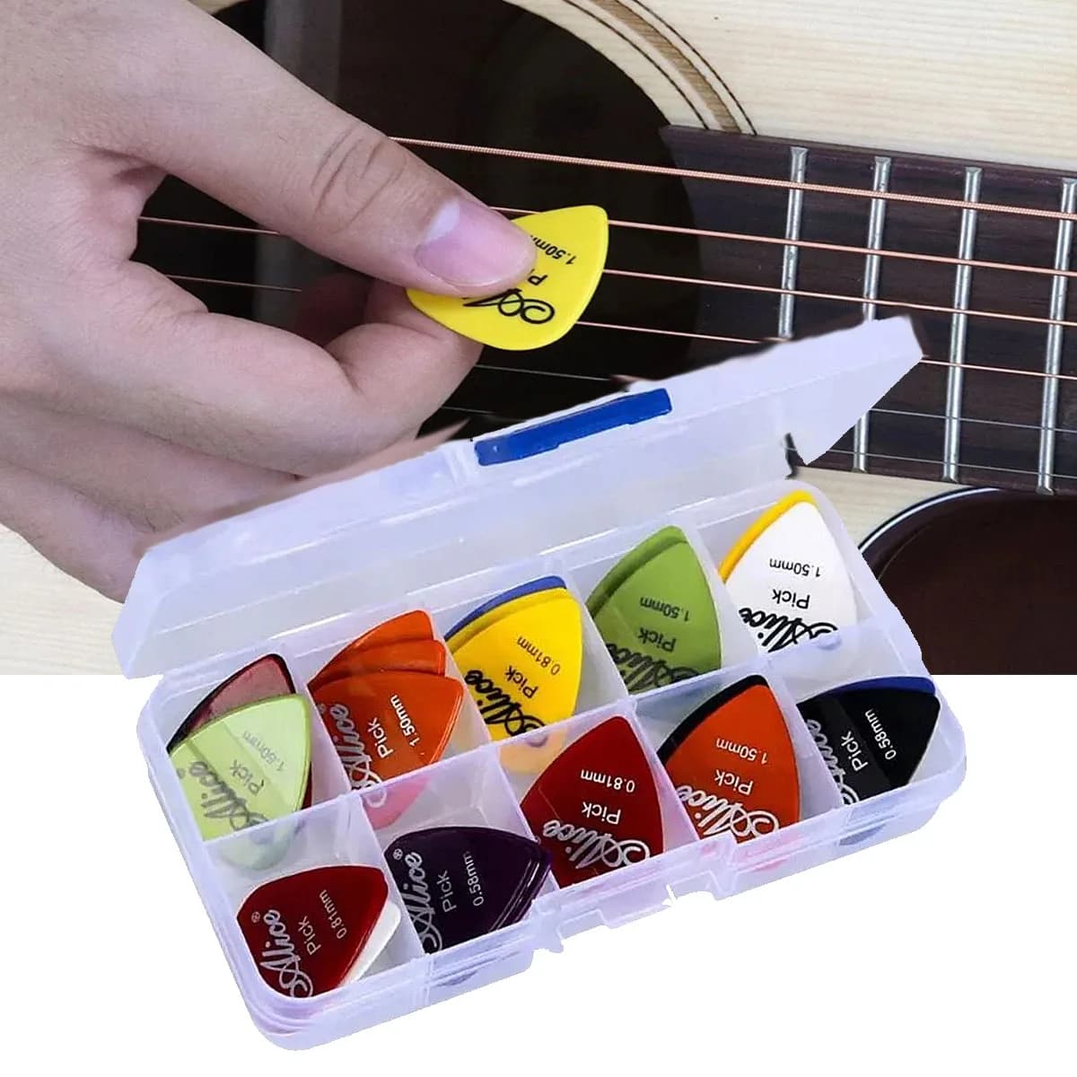 Alice 24 pezzi plettri per chitarra plettri per chitarra in plastica ABS premium misti per chitarre elettriche acustiche basso / ukulele