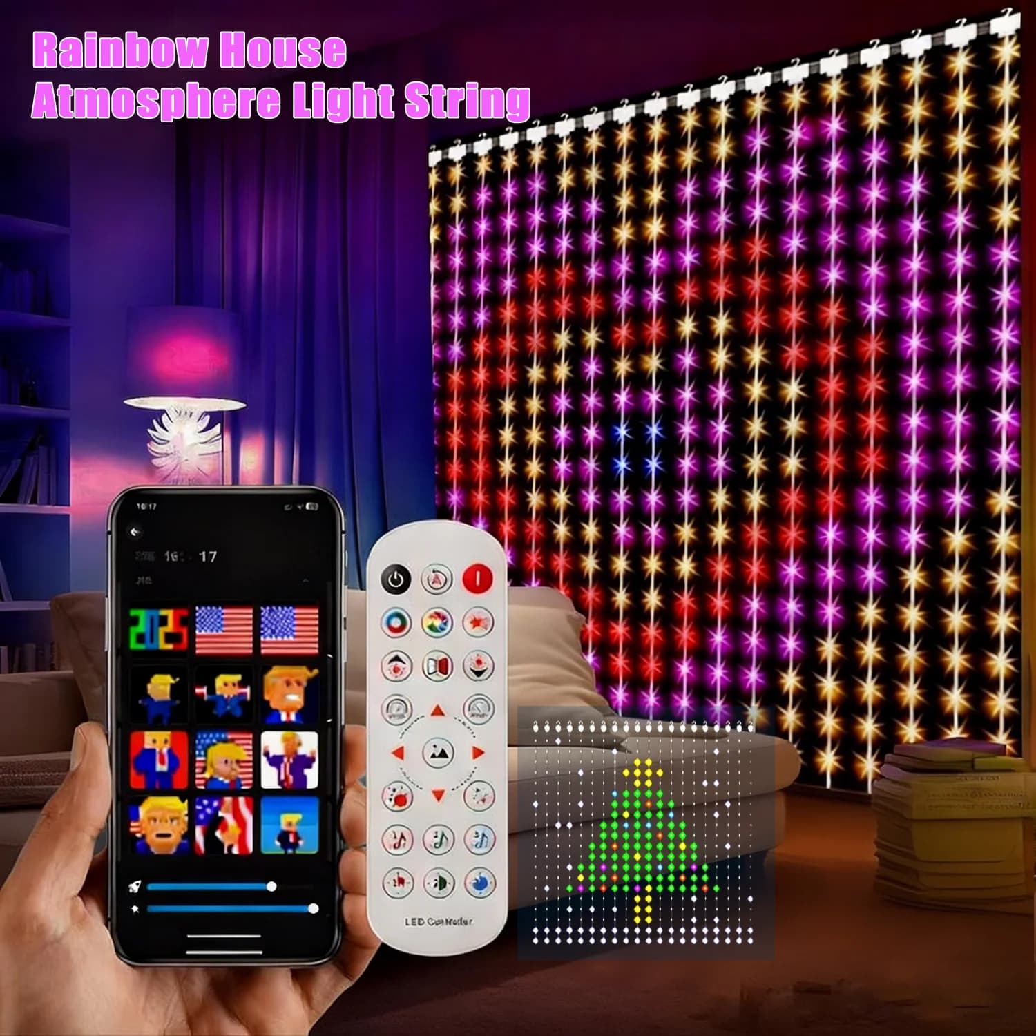 Luci a corda multicolori impermeabili USB Luci RGB per atmosfera intelligente Illuminazione decorativa per la casa, festosa ed esterna