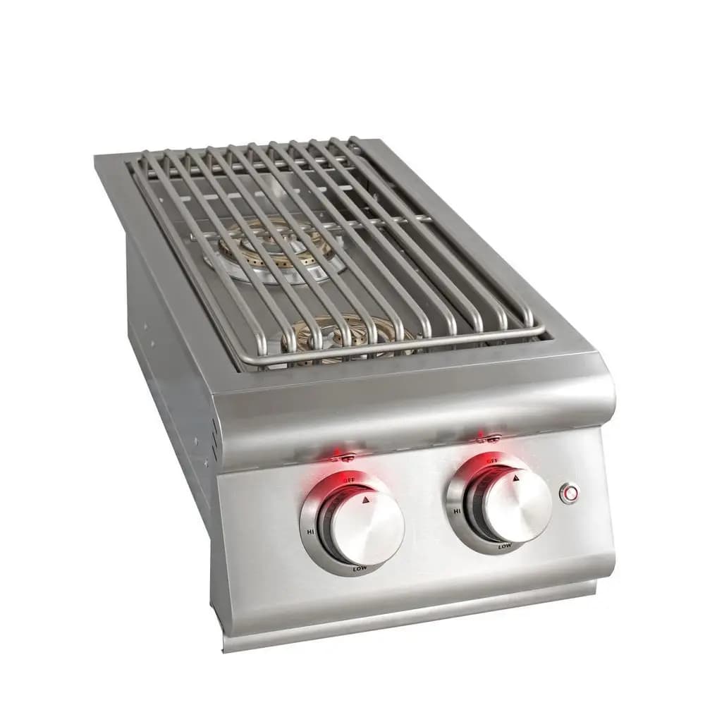 Grill a gas propano LP a doppio bruciatore Blaze in acciaio inossidabile per esterni con luci LED e termometro: il migliore per barbecue in giardino
