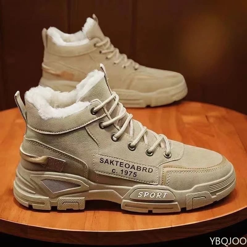 Scarpe da lavoro alte da uomo versatili alla moda autunno inverno nuovi articoli scarpe da uomo in cotone calde stivali da neve antiscivolo casual