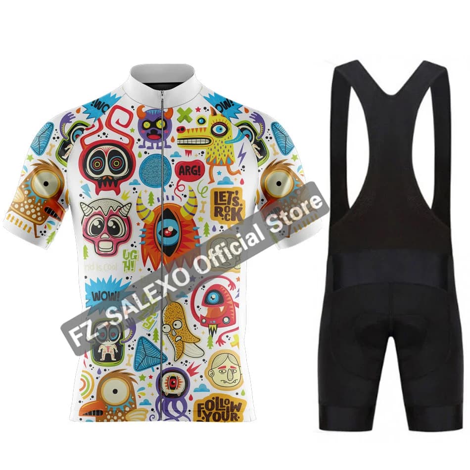 Completo da Ciclismo Serie Doodle 2026: Maglia Estiva, Uniforme da Bici da Strada, Tuta MTB, Pantaloncini con Bretelle, Abbigliamento Ciclismo Uomo