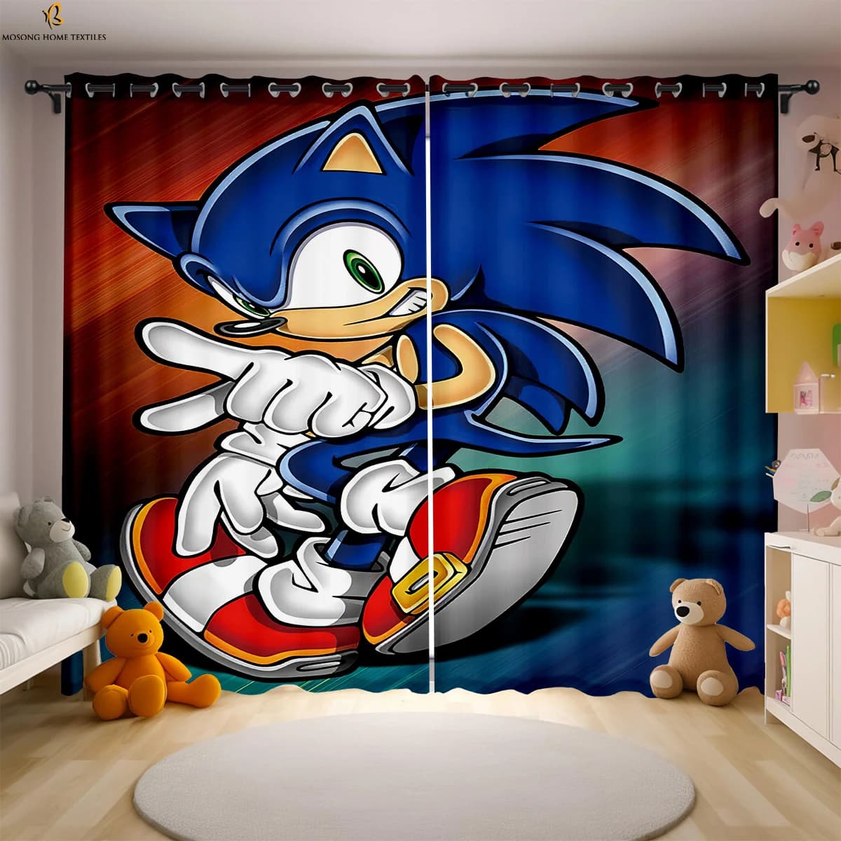 Cute Cartoon Digital Printing Curtain Bedroom Living Room Kitchen Dormitory Blackout Curtain Easy To Wash And Care 2 Pieces
