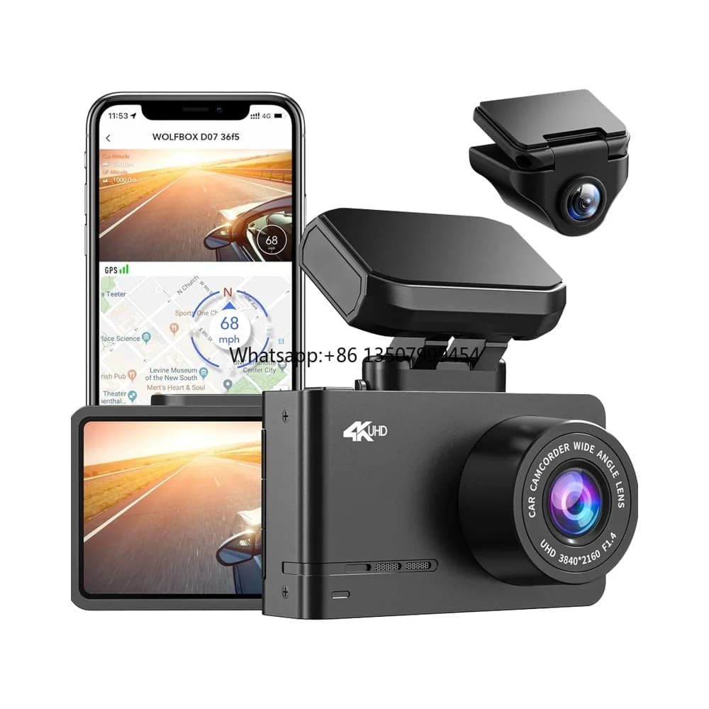 Wolfbox Dealer D07 Double Camera DVR Front and Rear 4K 1080P with Night Vision, Dash Cam Hidden with WIFI and GPS