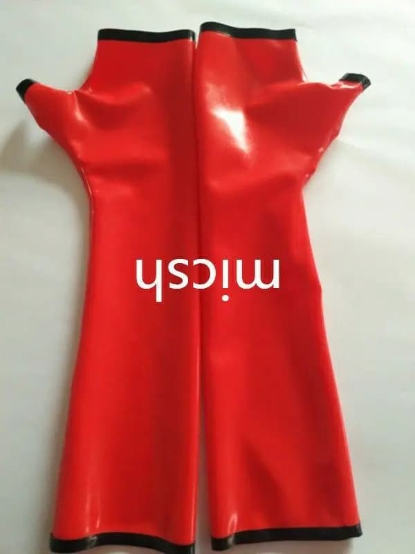 Guanti in lattice al 100% Gomma Cosplay Clubwear Guanto rosso senza dita per gomito 0,4 mm S-XXXL