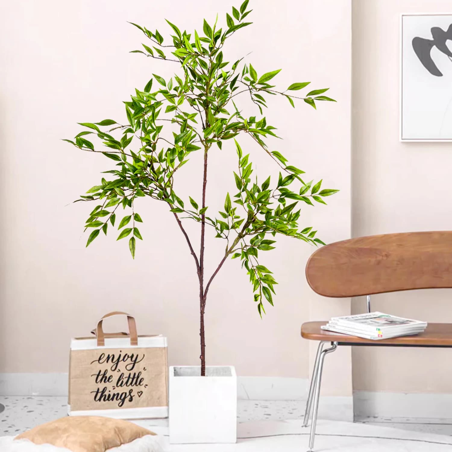 76-135 cm Artificial plants False bamboo branch Plastic leaves Nandina Green high landscape for home garden decoration