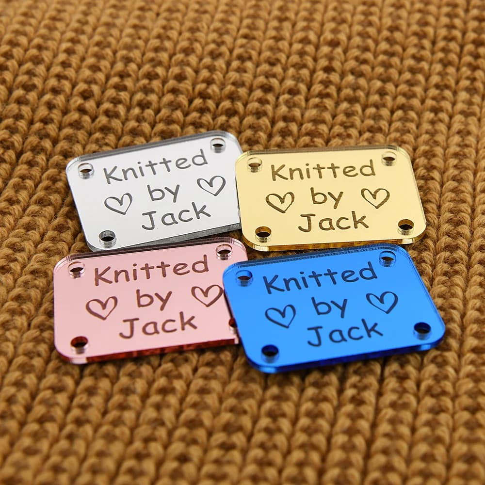 Etichette Personalizzate in Acrilico a Specchio Incise al Laser 3x4 cm Pre-Forate per Artigianato, Decorazioni per la Casa, Abbigliamento, Regali, Logo e Testo Personalizzati