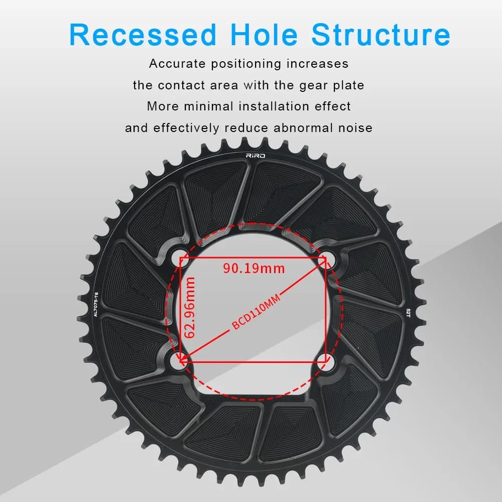 RIRO Ruota di catena per bicicletta 110BCD 46/48/50/52/54/56/58T Corona per bici Corona per bici da strada Pignone singolo per Shimano 105/FC-R7000