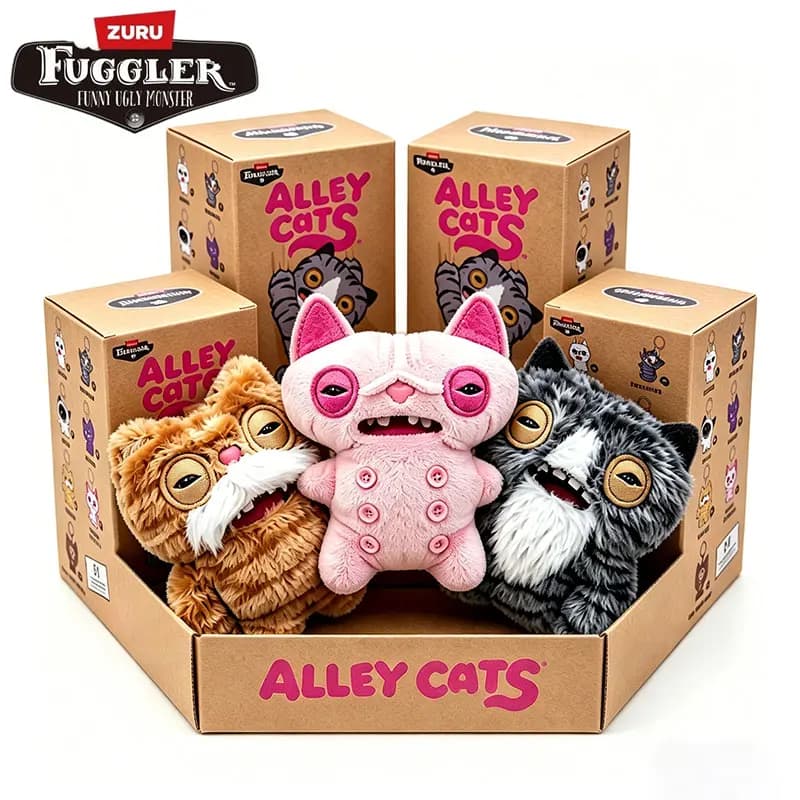 Portachiavi Peluche Fuggler Alley Cats - Blind Box con Mostri Divertenti e Dentati - Bambola di Peluche da Collezione - Regalo