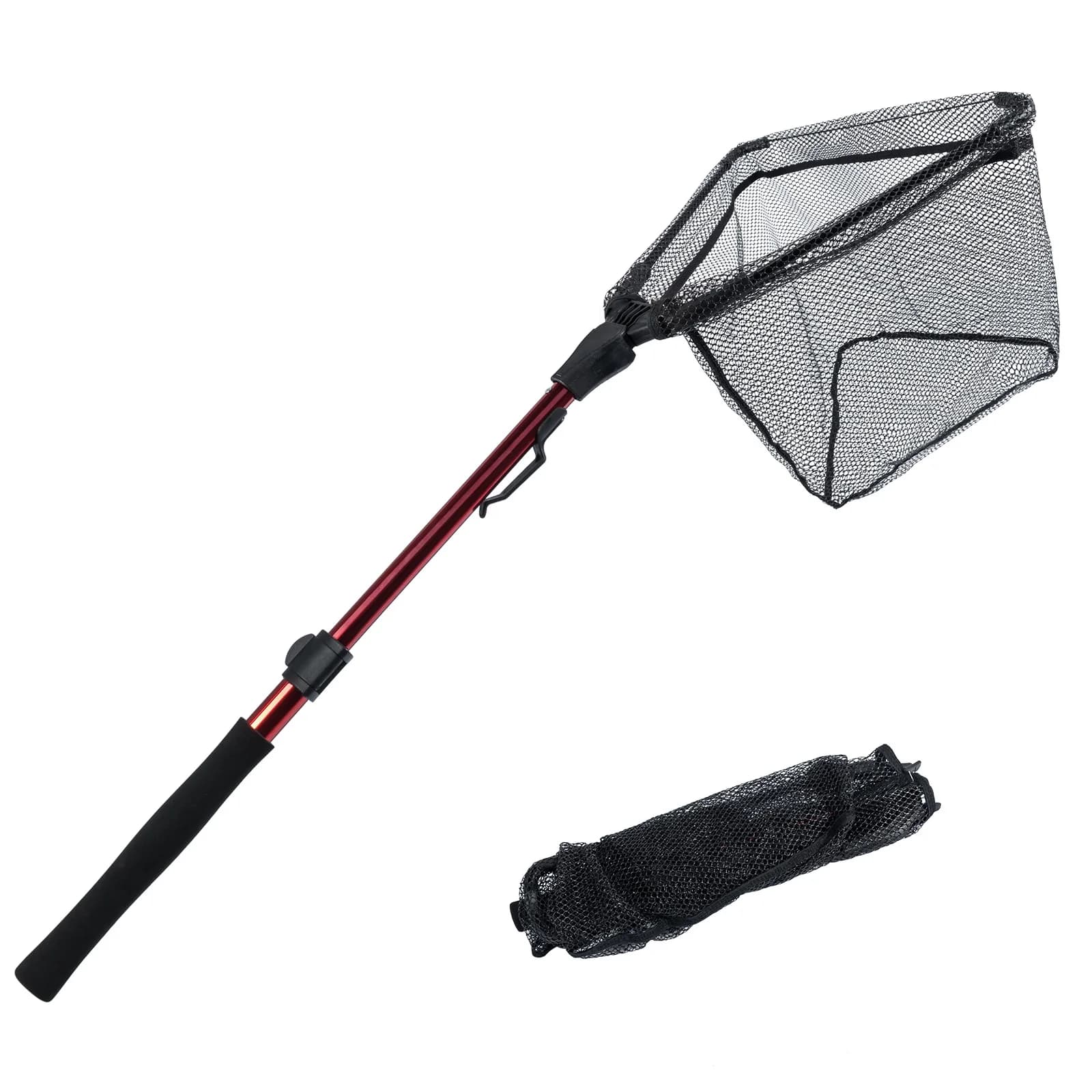 Foldable Fishing Net with Telescopic Pole Landing Net Anti-Slip Handle Aluminum Alloy Fishing Tool for Trout Carp Bass