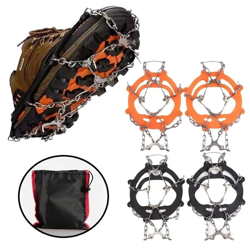 Winter Outdoor Hiking Climbing Snow Crampons Cleats Chain Grips Anti-Slip Spikes for Shoes Ice Gripper Boot Cover