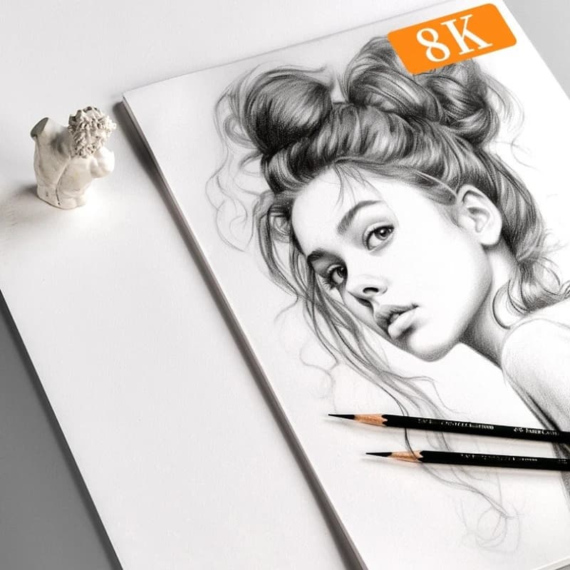 8k Sketch Paper 160g/180g Fine/Medium Texture Artist Sketchbook for Drawing Illustration Art Class Students School Supplies