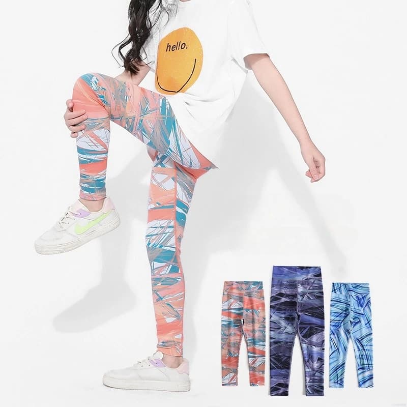 Leggings da Yoga per neonate collant sportivi da ragazza stampati primaverili pantaloni da corsa a matita pantaloni dimagranti Leggings per bambini pantaloni per bambini