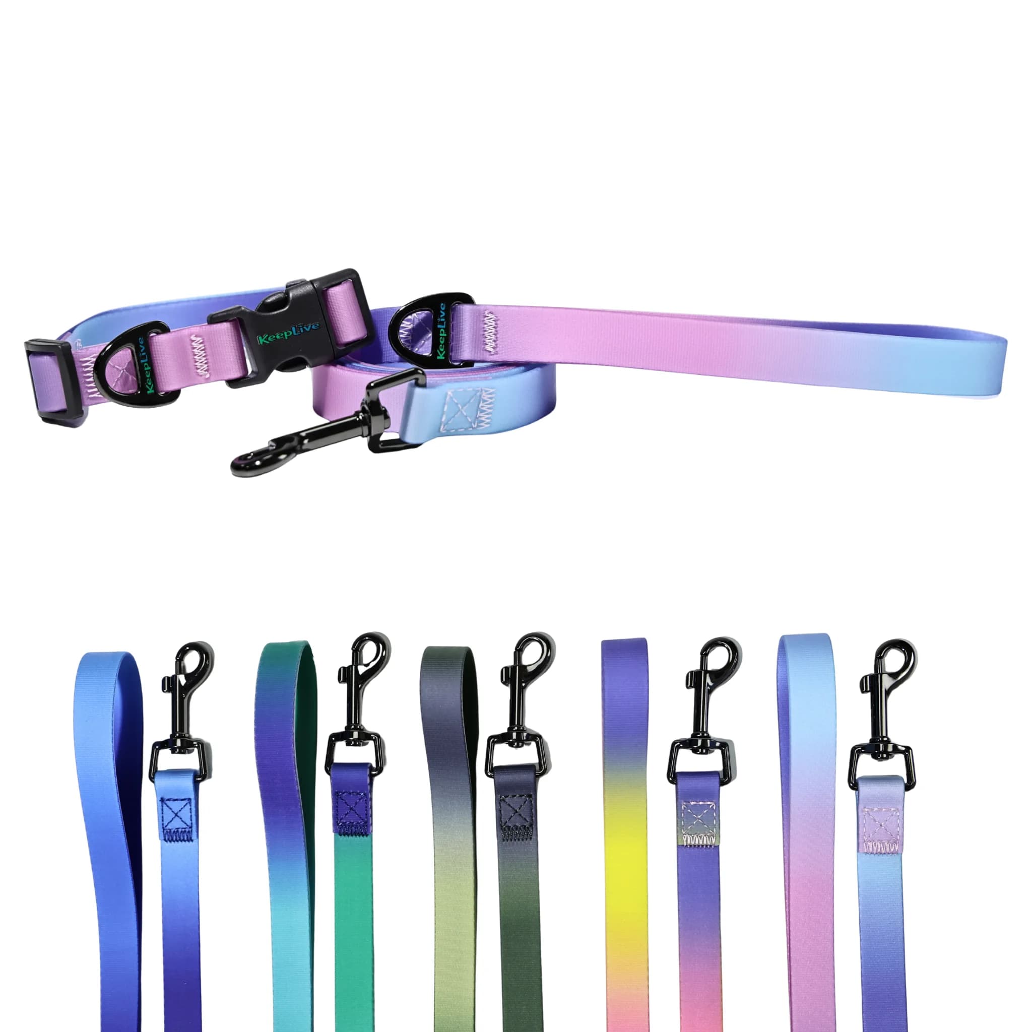Set Guinzaglio e Collare per Cani Impermeabile con Stampa UV, Manico Imbottito Morbido, Presa Forte, Ideale per Escursioni all'Aperto per Cani Piccoli, Medi e Grandi