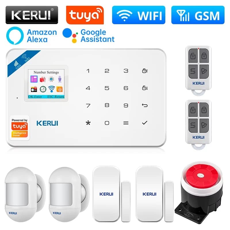 KERUI 433 mhz GSM Tuya Allarme WiFi di Sicurezza Domestica Intelligente per Kit Allarmi Antifurto Casa con Rilevatore di Sensore di Movimento PIR Wireless