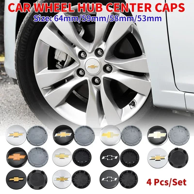 4 pz 53mm 58mm 59mm 64mm Centro ruota Auto Coprimozzo Copertura Decor Adesivo Per Chevrolet Cruze Malibu Sail Equinox AVEO Lova RV