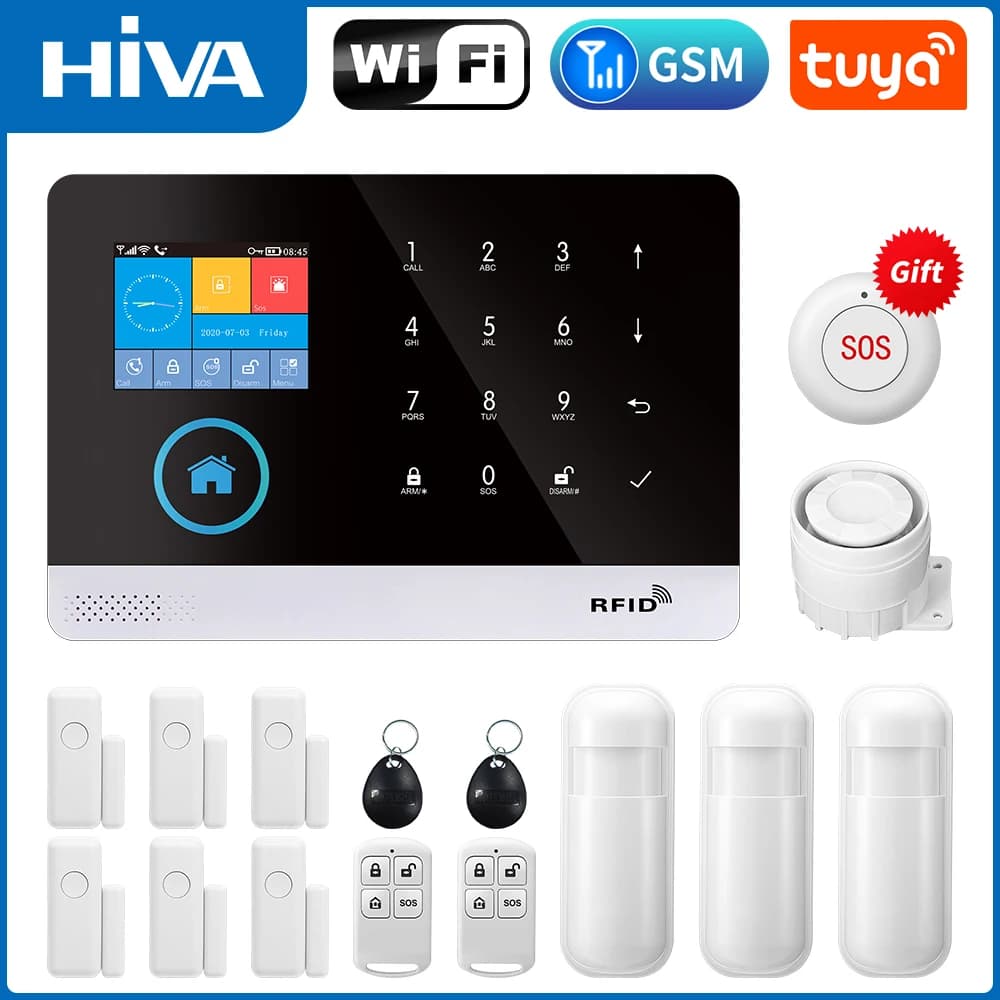 HIVI PG103 sistema di allarme per la sicurezza antifurto domestica 433MHz WiFi GSM allarme Wireless Tuya Smart House App controllo sensore finestra porta