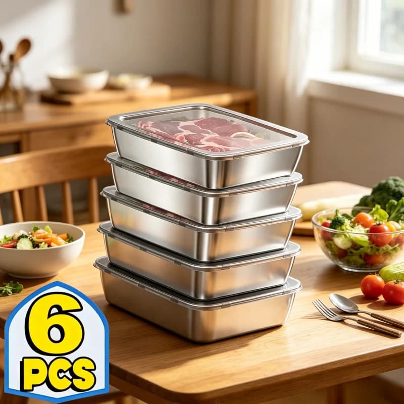 Stackable Stainless Steel Food Containers with Sealed Lids - Leak-Proof Airtight for Meal Prep, Fridge, Lunch & Picnic