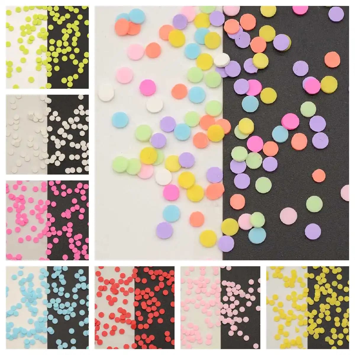100 g/lotto 5mm fette di argilla polimerica rotonde spruzza adorabili coriandoli per la creazione artigianale, fai da te
