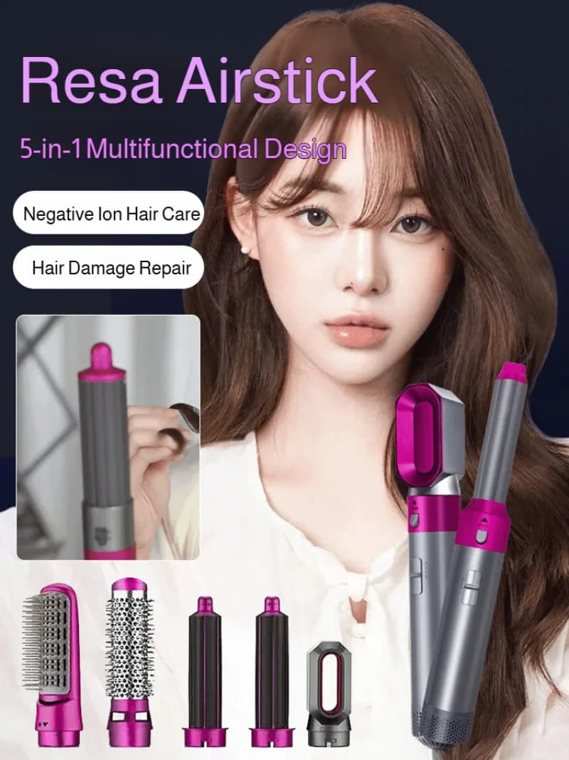Automatic hair dryer with suction, comb five in one, multifunctional curler, hot air comb for easy styling