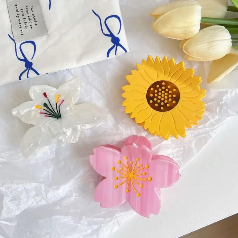 1pc piccola margherita fresca accessori per capelli in acido acetico pinza di girasole carino fiore dolce clip di squalo per capelli ricci premium