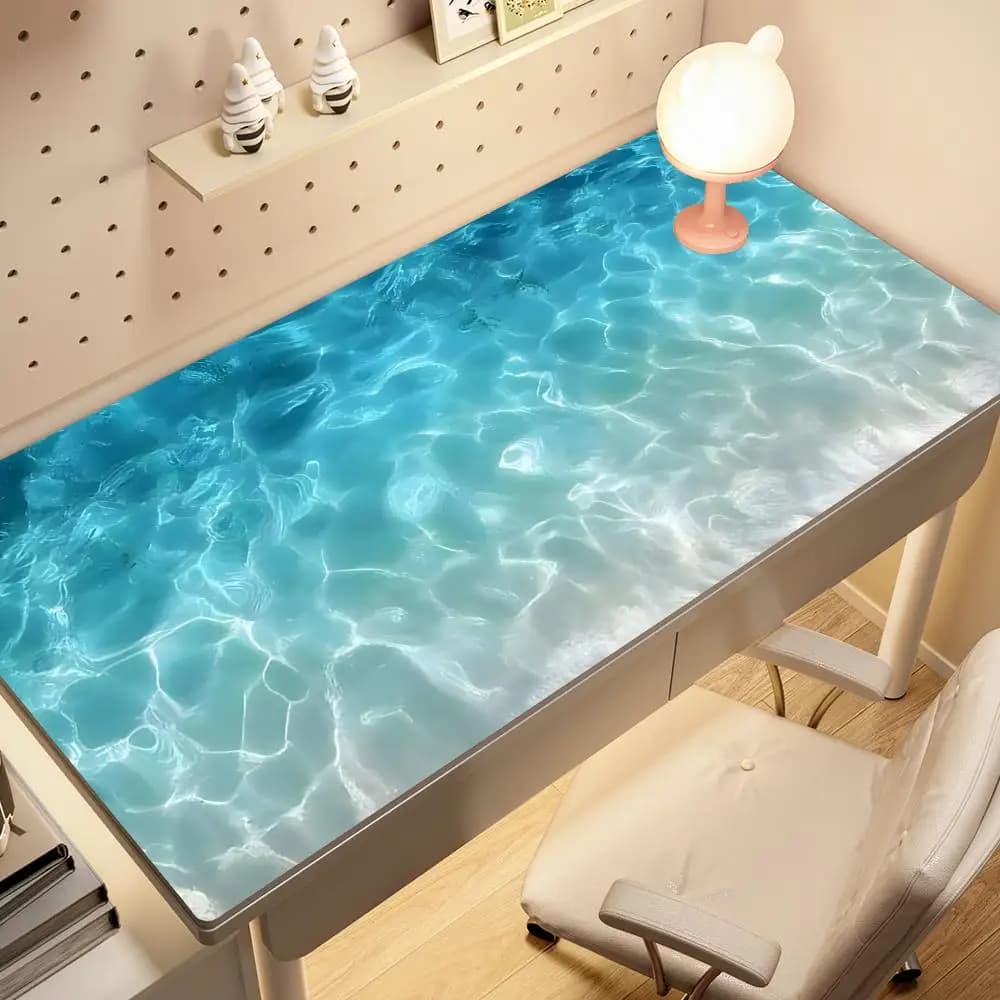 Tappetino da Scrivania Ocean Breeze Grande HYBXAXC in Gomma Antiscivolo per Gaming e Ufficio, Design Acquatico Blu, Resistente alle Macchie, Tappetino per Mouse da Computer