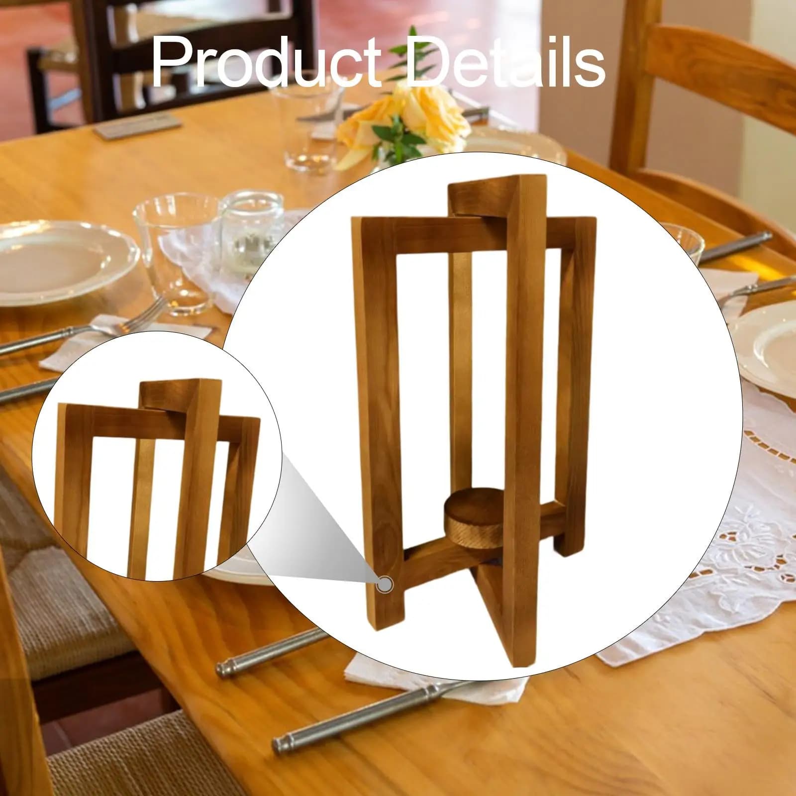 Lanterna in Legno Rustica per Candele, Centrotavola per Matrimoni, Decorazione per Casa in Stile Fattoria, per Interni ed Esterni, Caminetto e Mensola