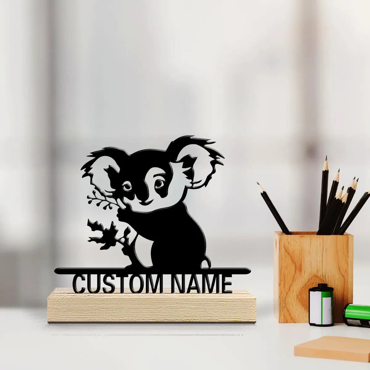 1pc Personalized Retro Iron Statue Decoration Custom Name Equipped with Wooden Base Unique Desktop Decoration Custom Gifts