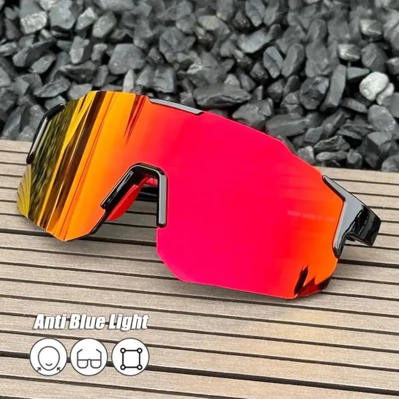 Occhiali da Ciclismo Quadrati con Montatura Grande, Protezione UV, Occhiali da Sole Sportivi Antivento per Escursionismo e Arrampicata, Unisex