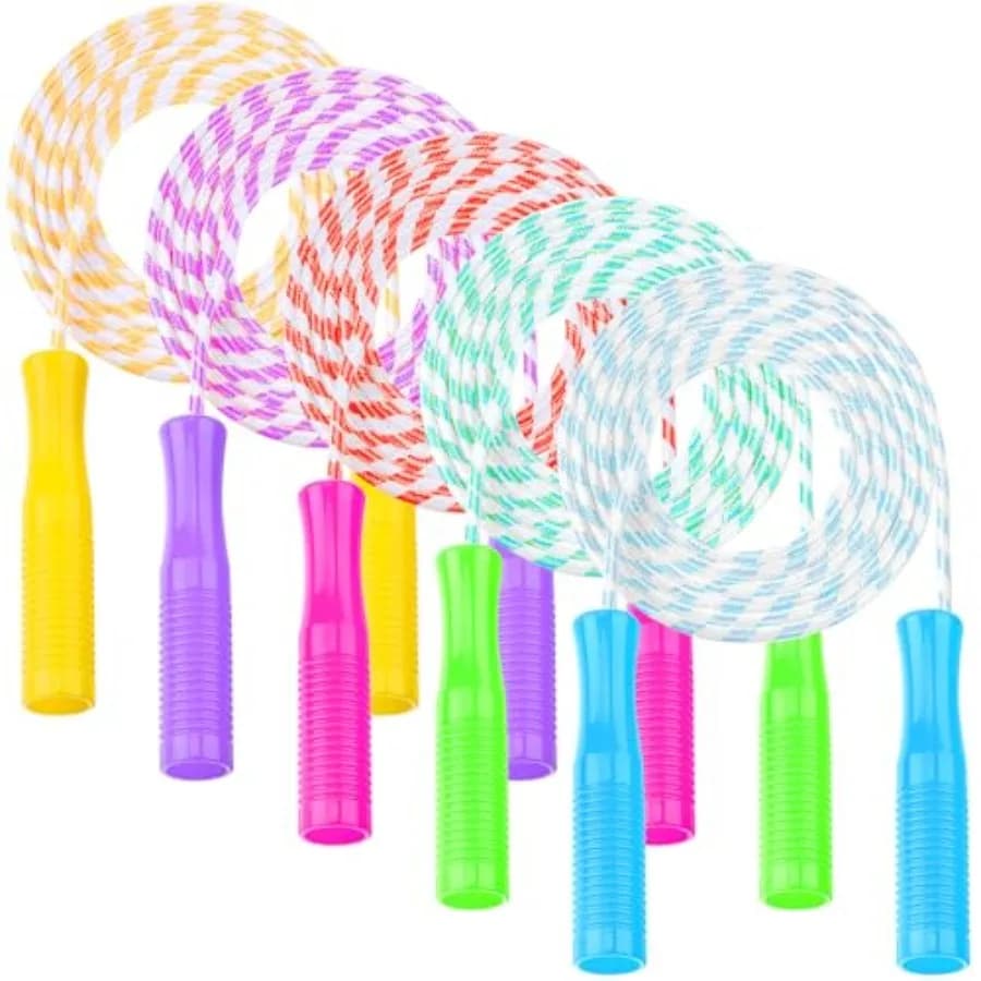 Corda per saltare in nylon regolabile con pesi, intrecciata, per fitness, con manici in plastica, 2,5 metri, ideale per la fine della scuola