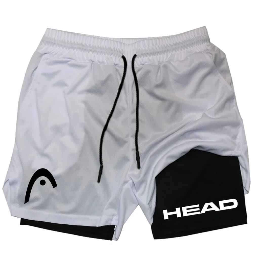 2026 trendy street style fitness shorts for men, quick drying gym training, jogging, double-layer sports shorts