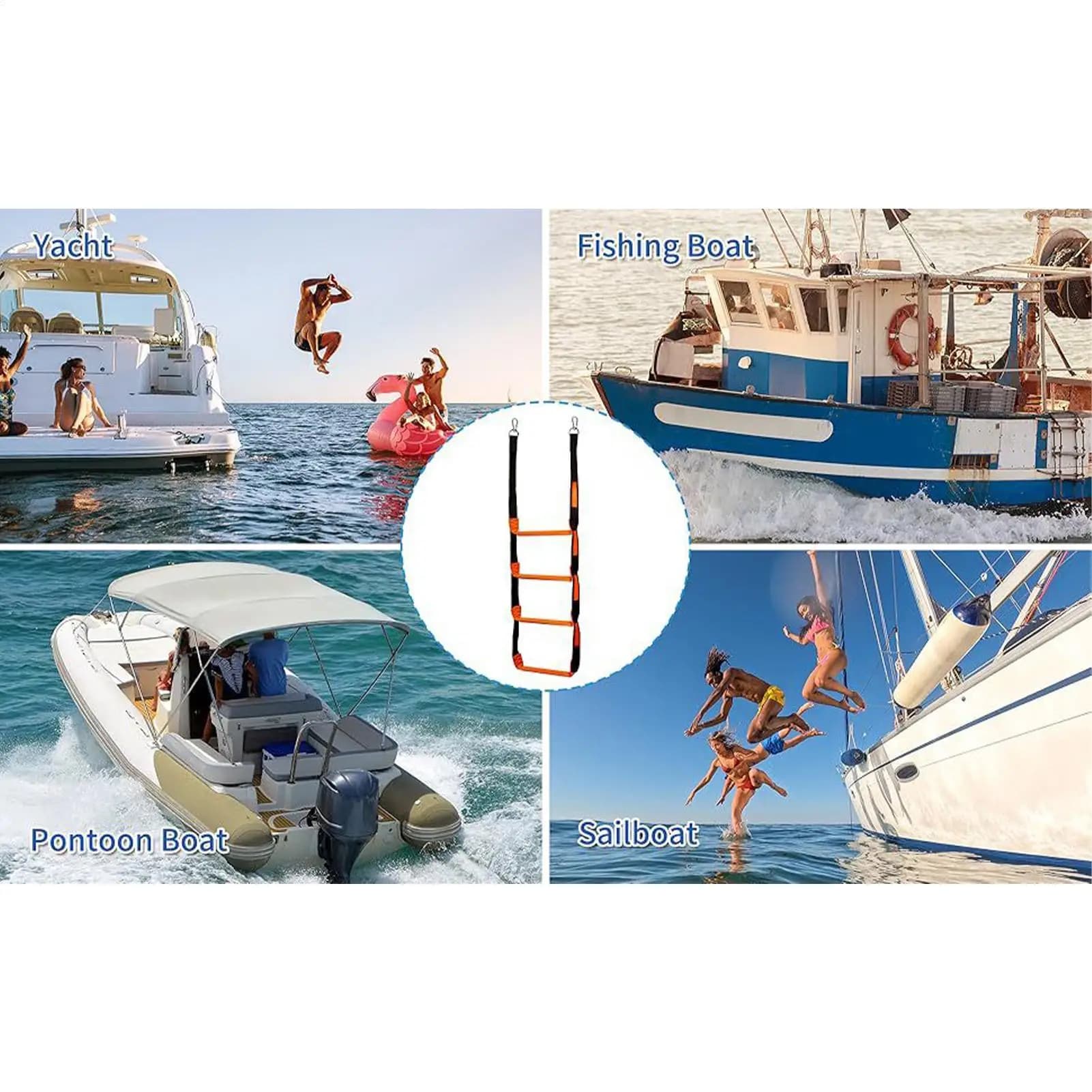 Paddle Board Ladder Portable Motorboat Rope Stair With 5 Step Folding Boat Ladder For Marine Yacht Kayak Pontoon Canoeing