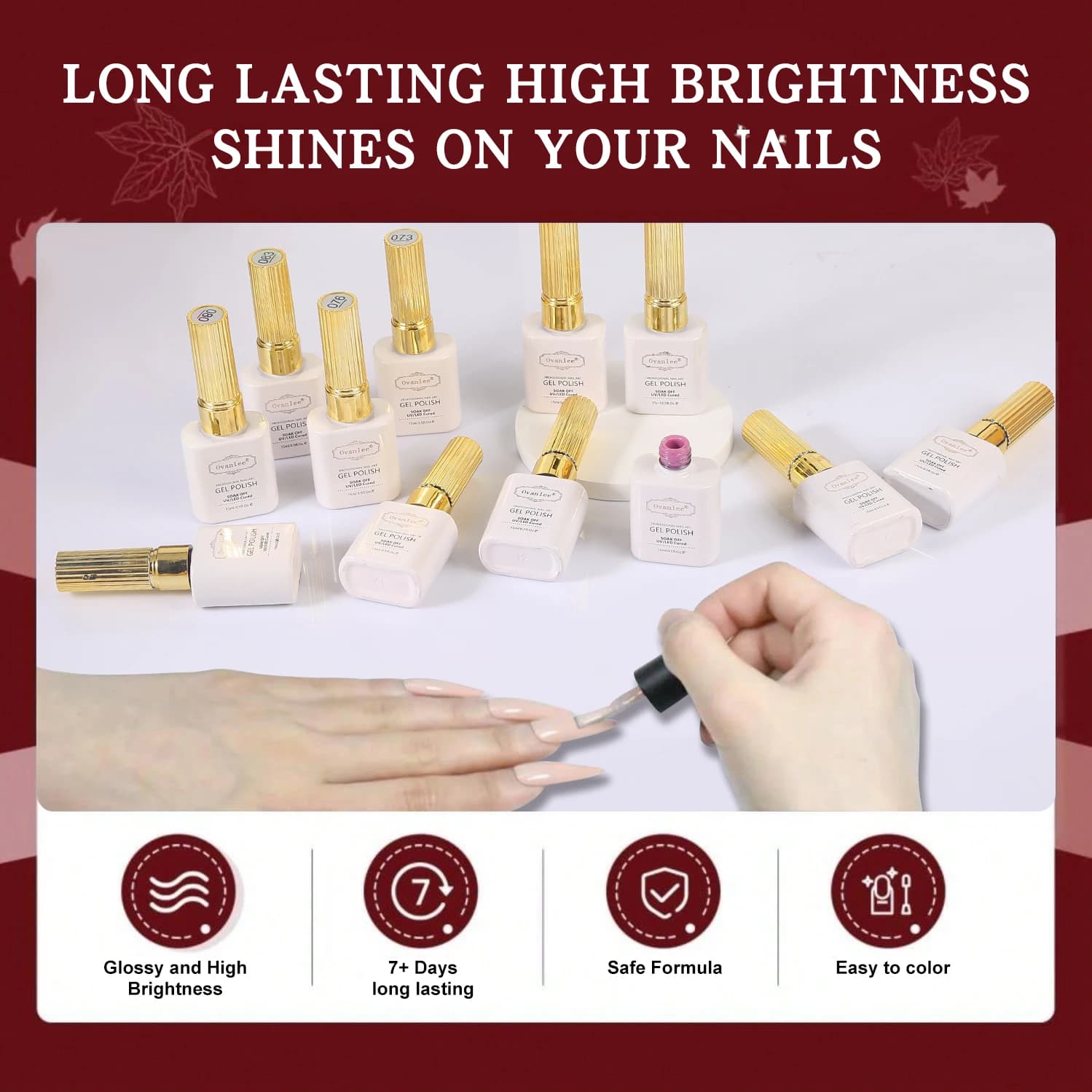 Ovanlee 12-Piece Nail Art Gel Kit – High-Pigment, Glossy Finish & Ultra-Long Wear UV Polish Set, Safe & Easy to Color Manicure Essential