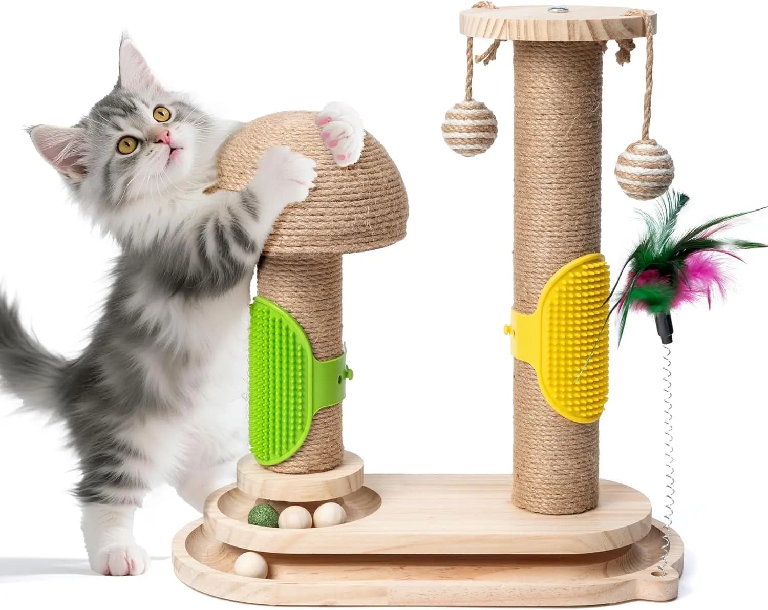 Tiragraffi Interattivo per Gatti - Tiragraffi 5-in-1 per Gattini, Giocattolo Auto-Giocante, Tiragraffi Verticale e