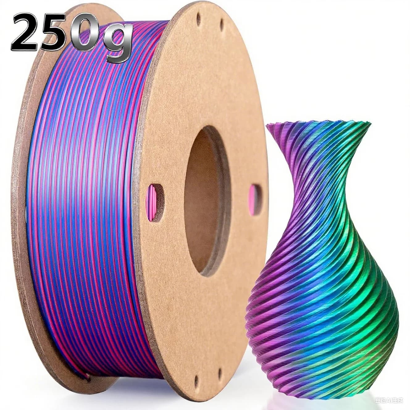 Filament PLA Silk for 3D Printer, 250g, Triple/Dual Color in 1, 250g Bobbin (0,55lbs), 1,75mm, Compatible with most FDM Printers