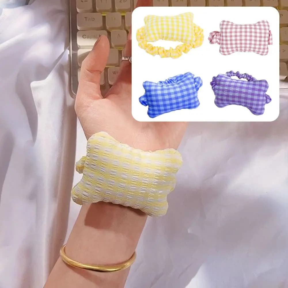 Set di 4 Cuscini Ergonomici per Poggiapolsi Mouse, Comodo Supporto a Quadri per Polso, Creativo e Carino Cuscino per Polso, Fasce per Capelli da Scrivania