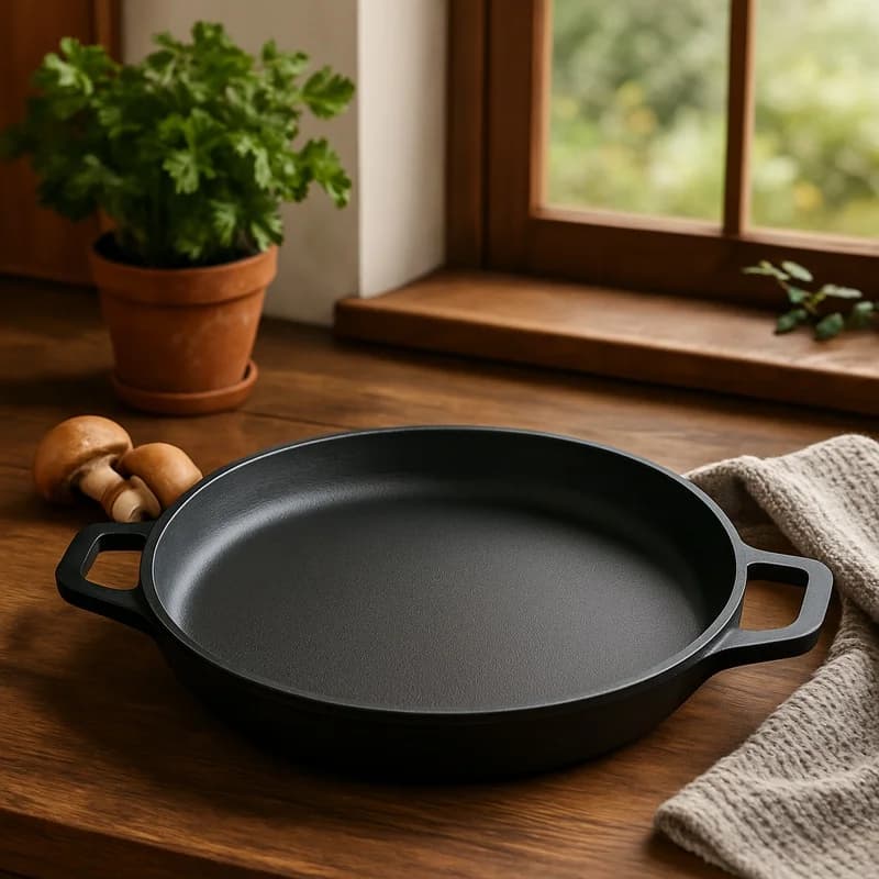 Heavy-Duty Cast Iron Frying Pan with Non-Stick Surface, Ideal for Pancakes, Eggs, Steaks, and Veggies - Suitable for Indoor and