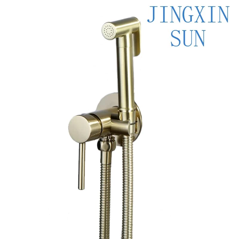 Brushed Gold Brass Bidet Spray Set Toilet Handheld Bidet Sprayer Shower Shattaf Bathroom Accessories