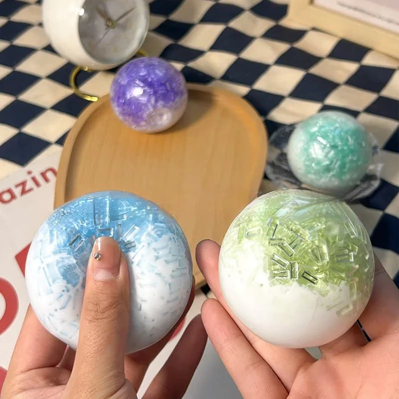 Crushed Ice Handmade Ball Squishy Slow Rising | Stress Relief Sensory Fidget Toy for Anxiety ADHD Autism Kids Adults