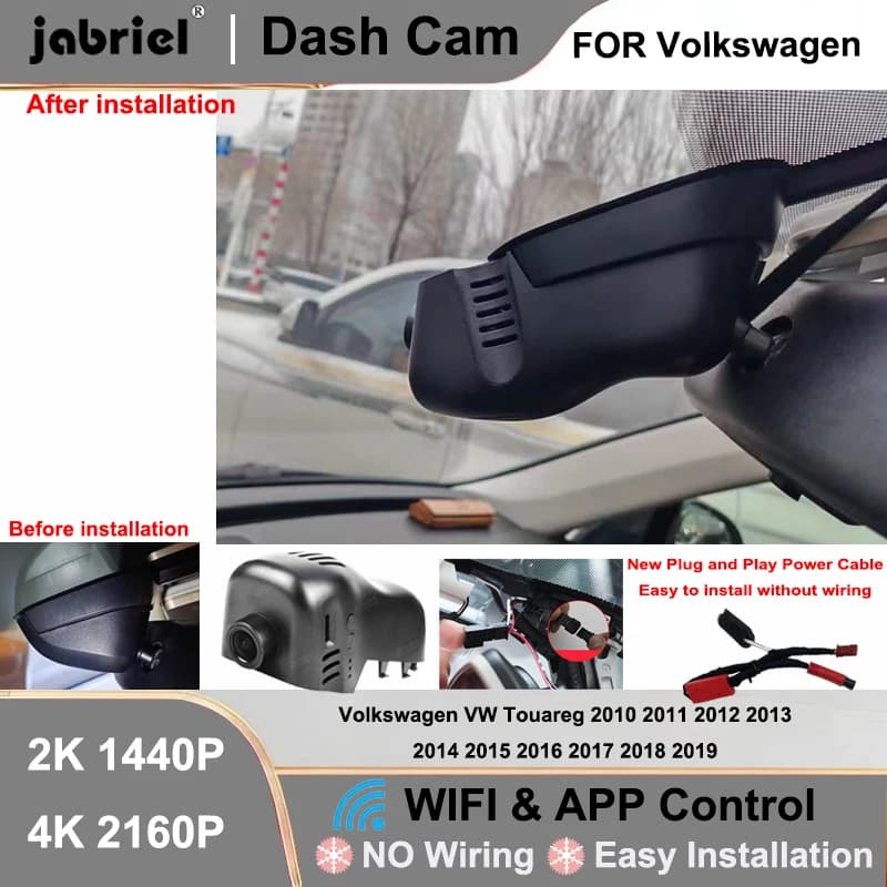 Dash Cam 2K 4K Plug and Play Registratore Video per Volkswagen VW Touareg 2010-2019