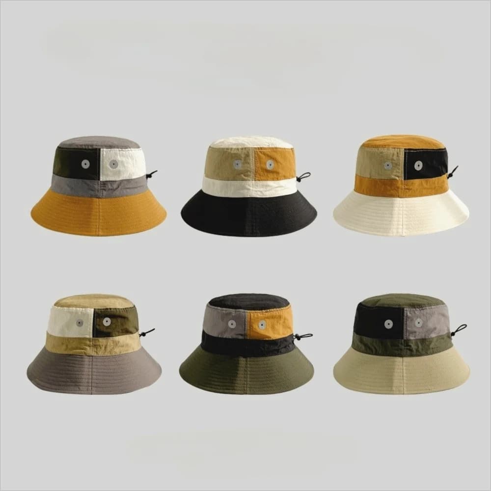 Cappello da Pescatore alla Moda Traspirante ad Asciugatura Rapida, Pieghevole, Patchwork, Anti-UV, Leggero, Sottile, Protezione Solare Estiva