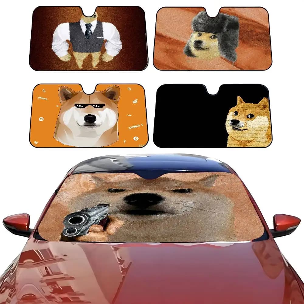 DOGE MEME Car SunShade Parasol Car Windshield Sun Shade UV Protection and Interior Cooler