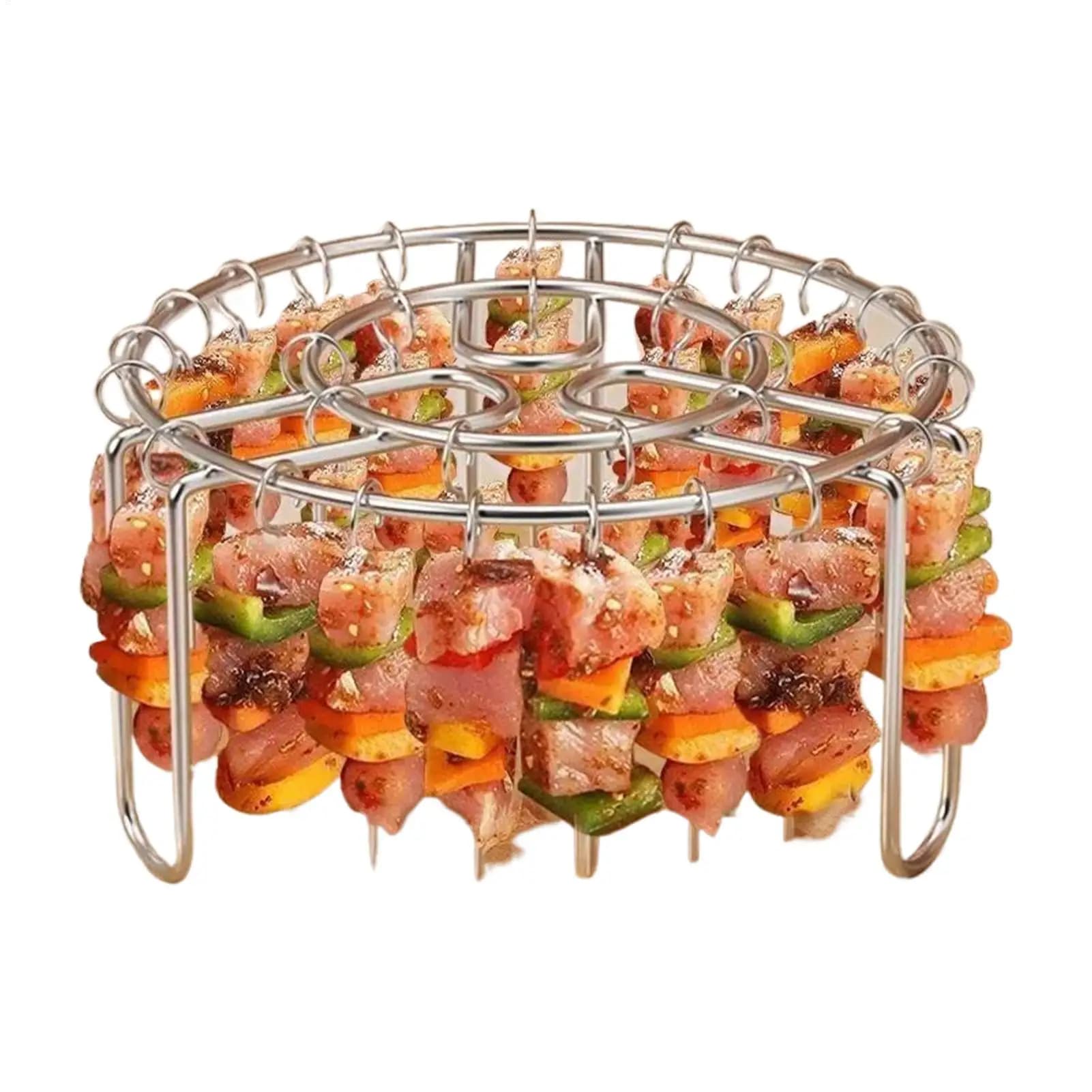 Stainless Steel Vertical Grill Rack Detachable String Grill Vertical Barbecue Skewer Bracket 24 Skewer Holder BBQ Grill Stand