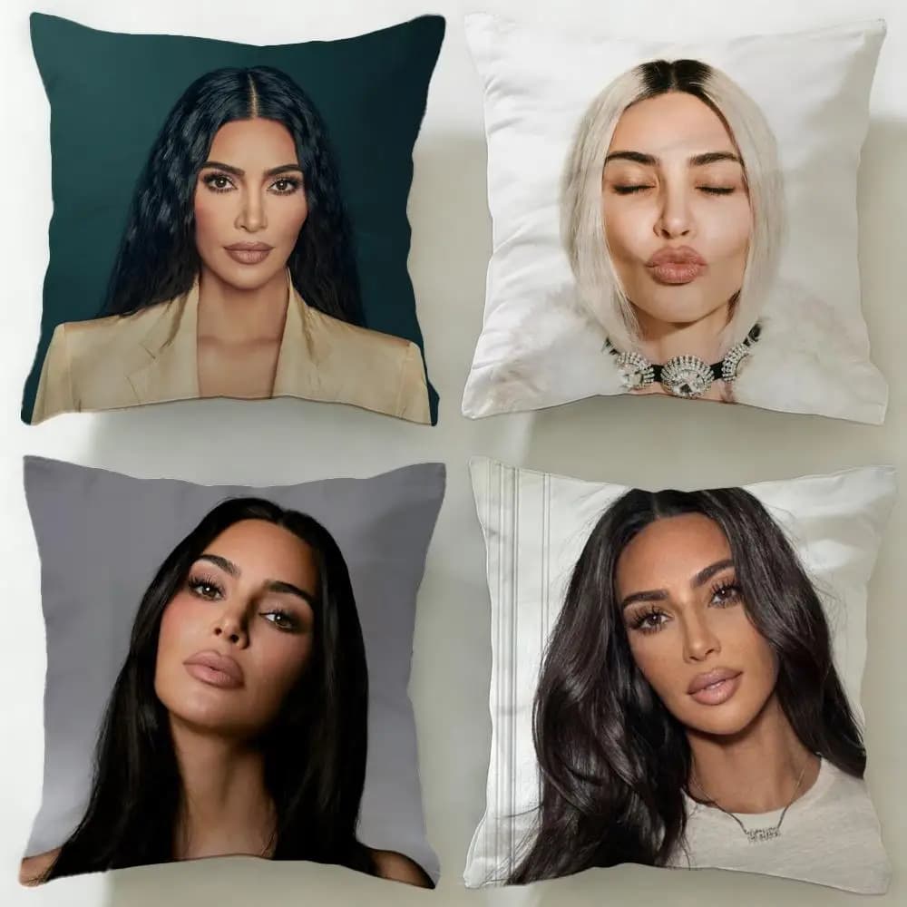 Popular Celebrity Kim Kardashian Cushion Cover Soft & Easy-Wash Pillow Case – Versatile for Couch, Bed, Travel and Office