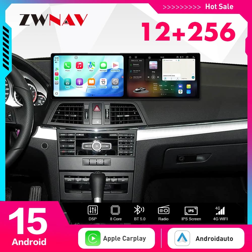 18.2" Screen Carplay Car Radio For Benz E-Class 2-door coupe W212 2012-2014 NTG4.5 Android15 GPS Navigation Multimedia Head Unit