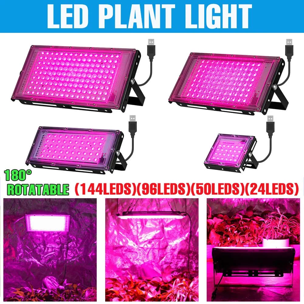 USB LED Grow Light Full Spectrum Plants Lamp Waterproof Indoor Greenhouse Tent Hydroponics Flower Seed Cultivation Fill Lighting