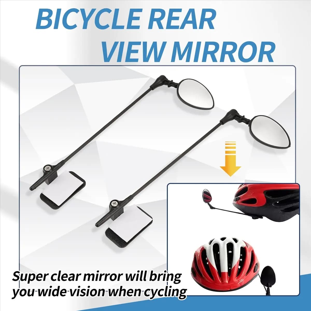 [AD12] Set of 2 Bicycle Helmet Mirrors, Bicycle Retrovisor Mirror Adjustable 360 Degrees, Light for Cycling