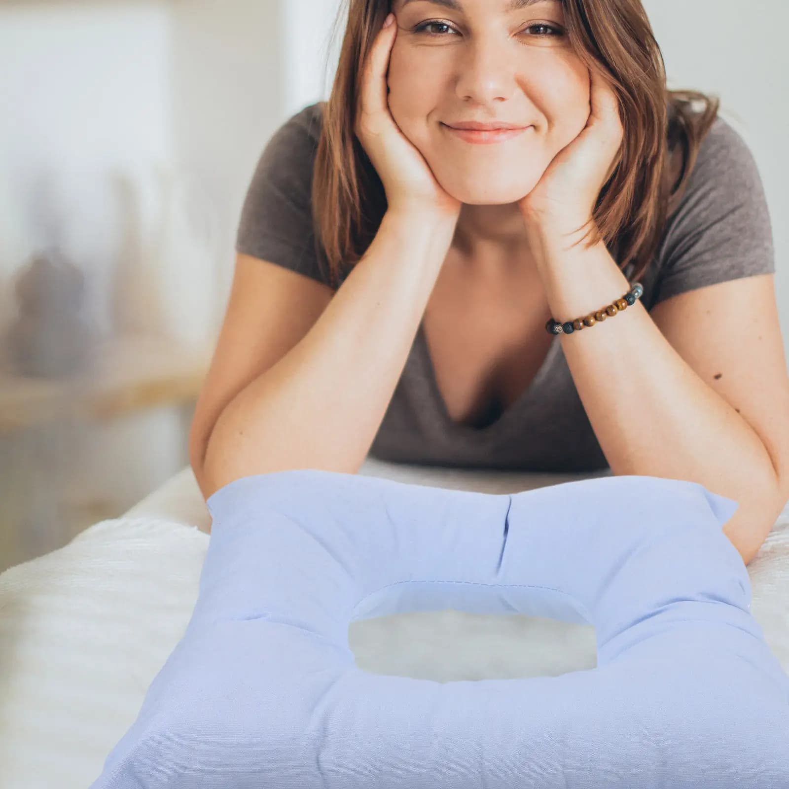 Cuscino Ergonomico per il Viso per Lettini da Massaggio e Spa, Morbido Poggiatesta in Cotone per Trattamenti Facciali Proni