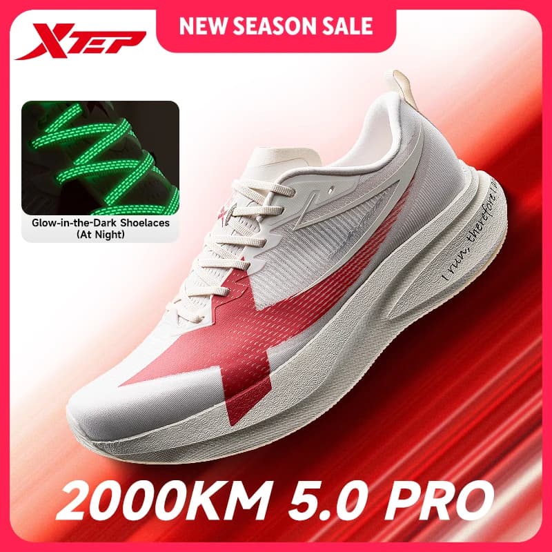 XTEP 2000km PRO Men's Running Sneakers 2026 Spring Cushioned Stability Comfort Lightweight Male Sports shoes 874219110026