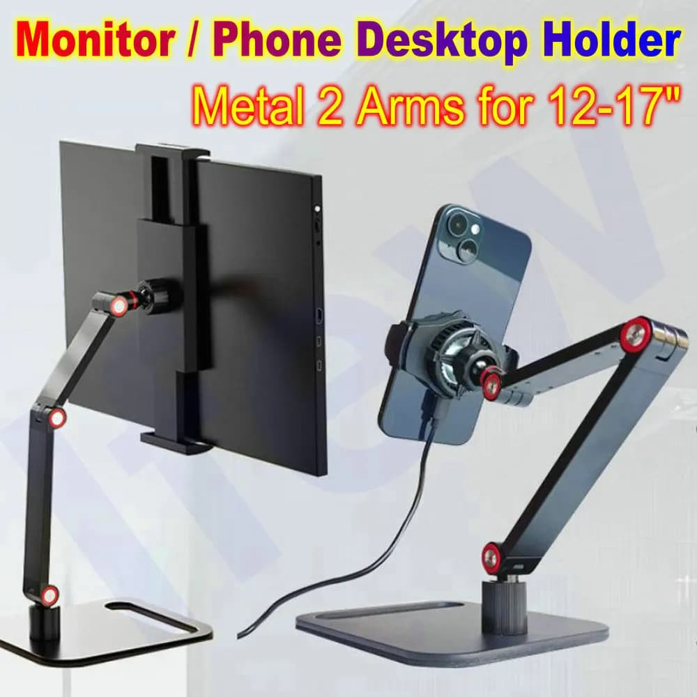 Desk Support for Monitor PC in Metal, Universal Expandable Brace 16 Inch, Display Base with VESA Mount, External Vertical Screen
